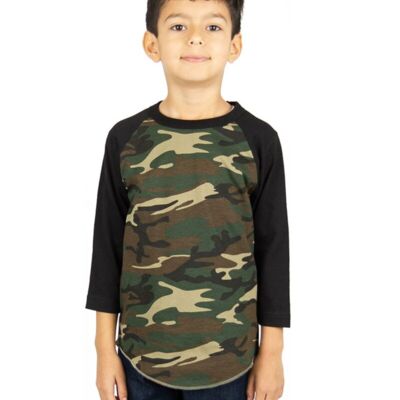 Youth Three-Quarter Sleeve Camo Raglan T-Shirt Thumbnail
